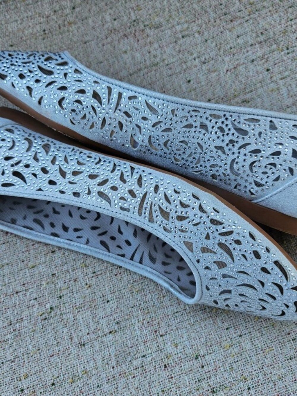 Alex Marie Women Sandal Altana Metallic Laser-Cut Rhinestone Flats Shoe Size 7.5 - Picture 5 of 10